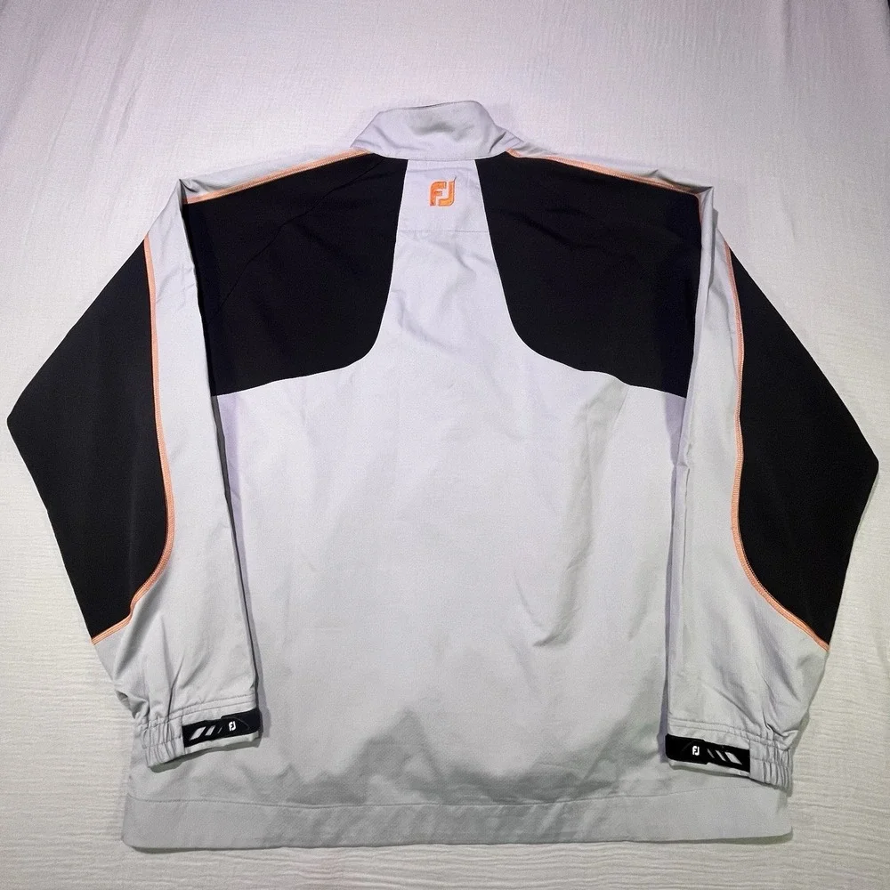 FootJoy Golf Windbreaker Jacket Mens Large Grey Black‎ Pullover 1/4 Zip Cragun's